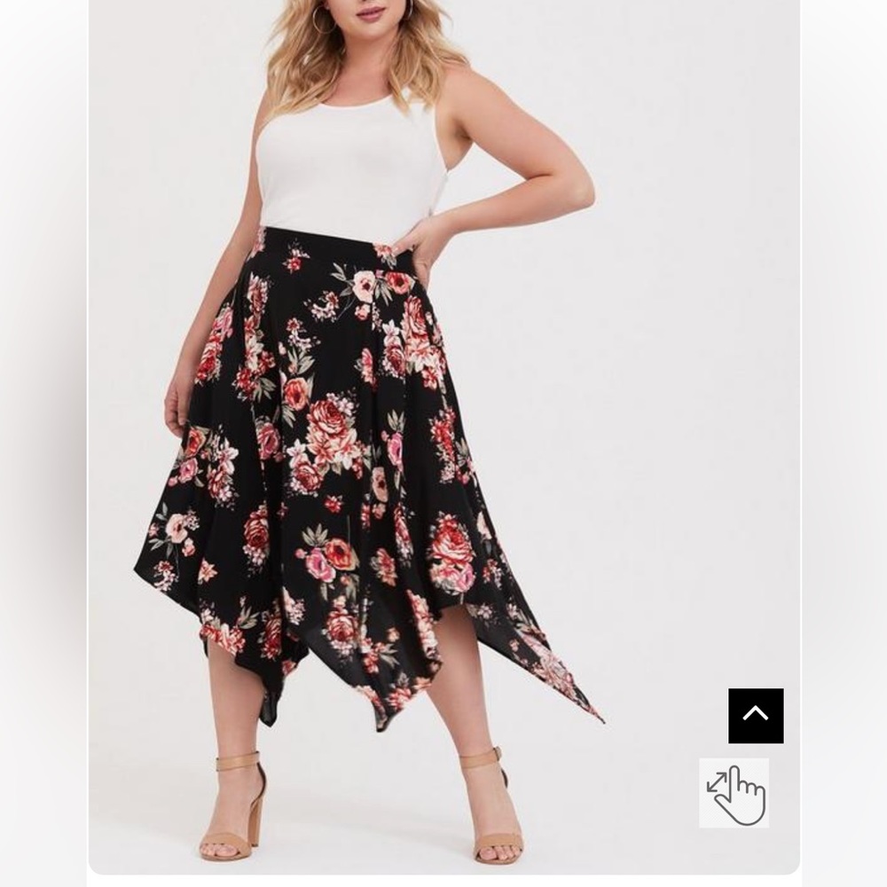 Torrid Midi Challis Handkerchief Skirt in Size 1X